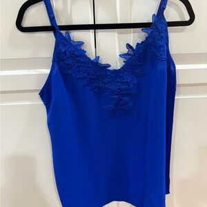 Elegant Blue Lace Trim Cami Top